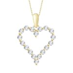 LADIES HEART PENDANT 0.25CT ROUND DIAMOND 14K YELLOW GOLD