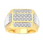 MEN'S RING 1.00CT ROUND DIAMOND 10K WHITE/YELLOW GOLD