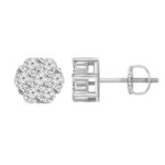 LADIES  EARRINGS 0.15CT ROUND DIAMOND 14K WHITE GOLD