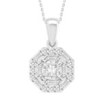 LADIES PENDANT 0.33CT ROUND/PRINCESS/BAGUETTE DIAMOND 10K WHITE GOLD