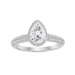 LADIES RING 1.25CT ROUND/PEAR DIAMOND 14K WHITE GOLD(SI QUALITY) (CENTER STONE 4 CT PEAR DIAMOND)