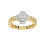 LADIES RING 0.25CT ROUND/BAGUETTE DIAMOND 10K YELLOW GOLD