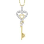 LADIES PENDANT WITH CHAIN 0.20CT ROUND DIAMOND 10K YELLOW GOLD