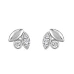 Elegance Ladies Round Diamond Cluster Fashion Earrings In 10K White Gold – Marquise Design