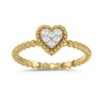 Ladies Halo Ring 0.10Ct Heart Shape Round Diamond 10K Yellow Gold
