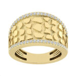 Men’S 10K Yellow Gold Diamond Nugget Ring 0.50Ct Round Diamond,Stylish Men’S Wedding & Fashion Ring