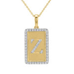 10K Yellow Gold letter 'Z' Fashion Pendant With Chain - 0.20 CT Round Diamond Ladies Jewelry Gift