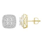 LADIES EARRINGS 0.25CT ROUND DIAMOND 10K YELLOW GOLD