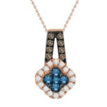 LADIES PENDANT 0.50CT ROUND/BLUE/DARK BROWN DIAMOND 10K ROSE GOLD