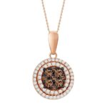 LADIES PENDANT WITH CHAIN 0.33CT ROUND DARK BROWN DIAMOND 14K ROSE GOLD