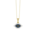 LADIES PENDANT 0.10CT ROUND/BLUE/BLACK DIAMOND 10K YELLOW GOLD