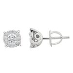 Elegant 10K White Gold 0.25CT Round Diamond Halo Earrings Ladies Fine Jewelry