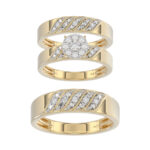 LADIES TRIOS SET 0.33CT ROUND DIAMOND 10K YELLOW GOLD