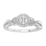 Ladies 0.25Ct Round Diamond Sterling Silver Ladies Ring White Cluster Halo Engagement Promise Ring For Her