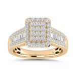 LADIES RING 1.00CT ROUND/BAGUETTE DIAMOND 10K YELLOW GOLD