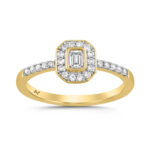 LADIES RING 0.33CT ROUND/EMERALD DIAMOND 14K YELLOW GOLD