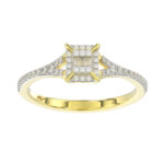 LADIES RING 0.20CT ROUND/BAGUETTE DIAMOND 14K YELLOW GOLD