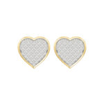Yuva Brand 10K Yellow Gold  0.25Ct Round Diamond Heart Shaped Earrings Stylish Women Diamond Fashion Earrings