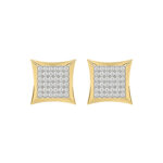 Yellow Gold 0.25Ct Round Diamond Kite Design Cluster Earrings Elegant Yuva Fashion Earrings