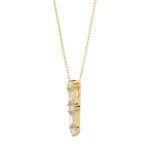 10K Yellow Gold 0.10Ct Diamond Pendant With Chain Featuring Round And Baguette Accents. A Simple Yet Sophisticated Ladies Fine Jewelry Piece. - Image 3