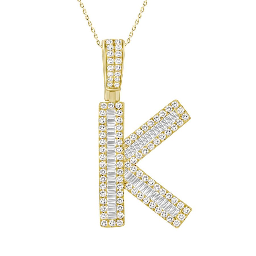 MEN'S CHARM 1.33CT ROUND/BAGUETTE DIAMOND 10K YELLOW GOLD - Image 1