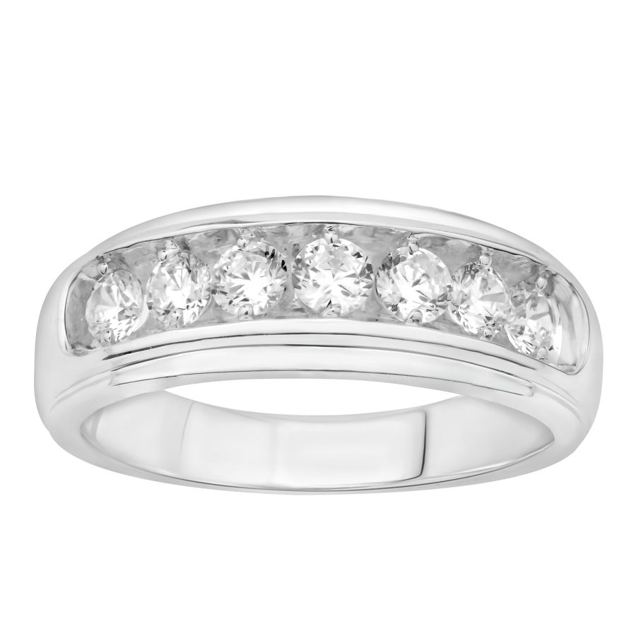 MEN'S BAND 1.50CT ROUND DIAMOND 10K WHITE GOLD - Image 1