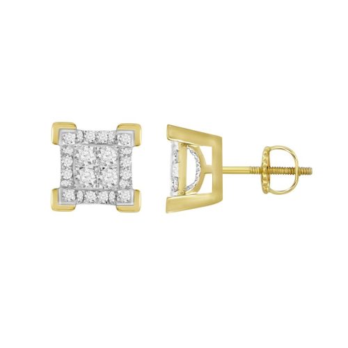 LADIES STUD EARRINGS 0.25CT ROUND DIAMOND 10K YELLOW GOLD 1 200742Y