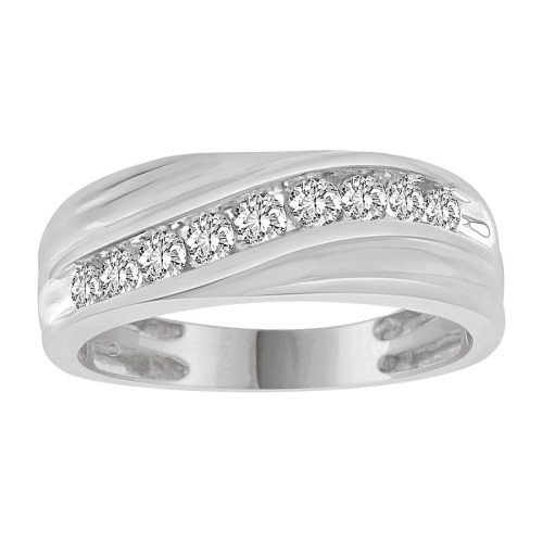 MEN'S BAND 0.50CT ROUND DIAMOND 10K WHITE GOLD 1 201918W