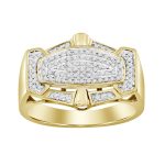 MEN'S RING 0.25CT ROUND DIAMOND 10K YELLOW GOLD 2 202107Y