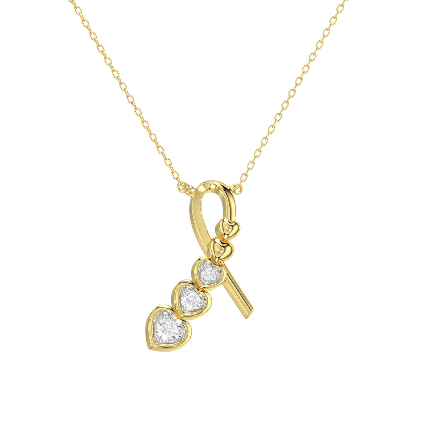 10K YELLOW GOLD 0.10CT ROUND LADIES FASHION PENDANT WITH CHAIN - Image 1