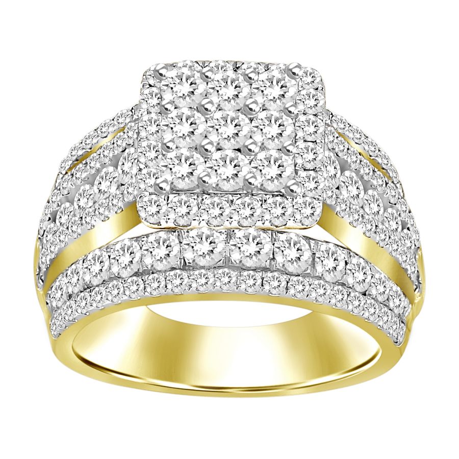 LADIES RING 2.00CT ROUND DIAMOND 10K YELLOW GOLD - Image 1