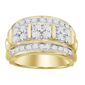 MEN'S RING 2.00CT ROUND DIAMOND 10K YELLOW GOLD