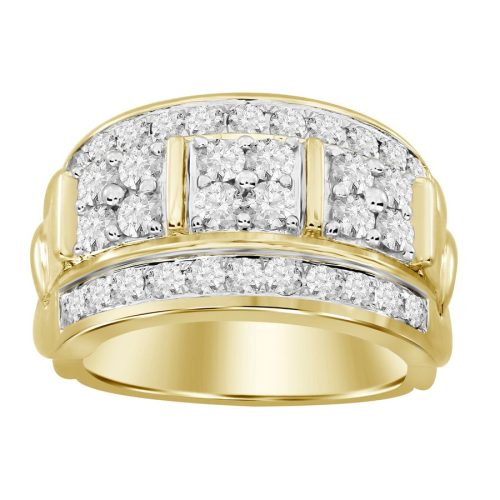 MEN'S RING 2.00CT ROUND DIAMOND 10K YELLOW GOLD 1 203185Y