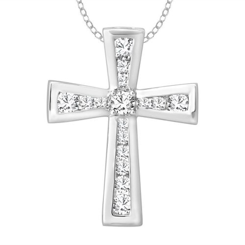 LADIES PENDANT WITH CHAIN 0.25CT ROUND DIAMOND 10K WHITE GOLD 1 205177W
