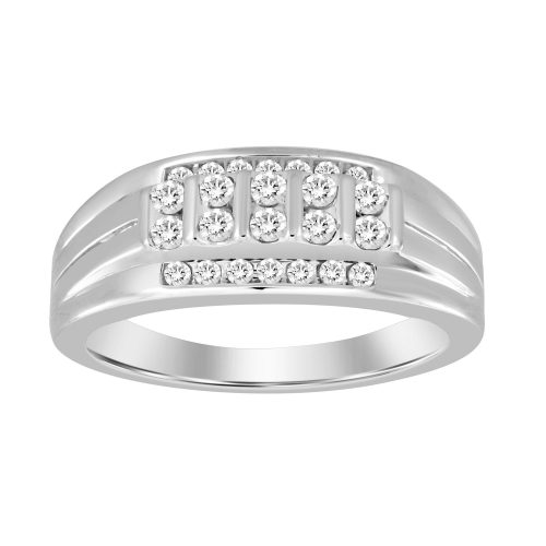 MEN'S BAND 0.50CT ROUND DIAMOND 14K WHITE GOLD 1 206812W