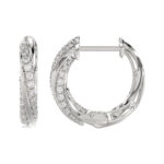 Elegant 10K White Gold Hoop Earrings Featuring 0.25Ct Round Diamonds With Brilliant Sparkle And Timeless Design. Perfect For Everyday Wear, Gifts, Ann - Image 2