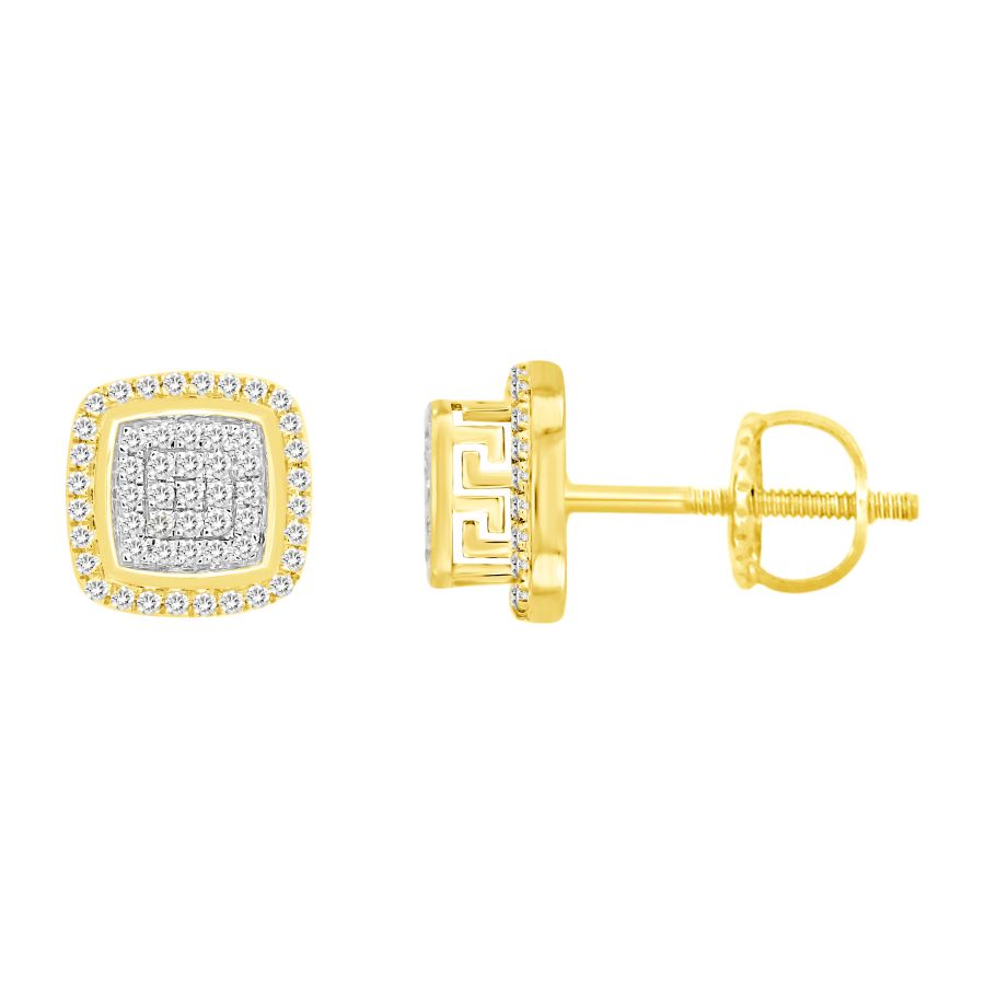 LADIES STUD EARRINGS 0.25CT ROUND DIAMOND 10K YELLOW GOLD - Image 1