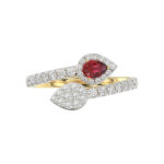LADIES RING 0.62CT ROUND/RUBY PEAR DIAMOND 14K YELLOW GOLD (CENTER STONE 0.62CT RUBY PEAR DIAMOND) - Image 5