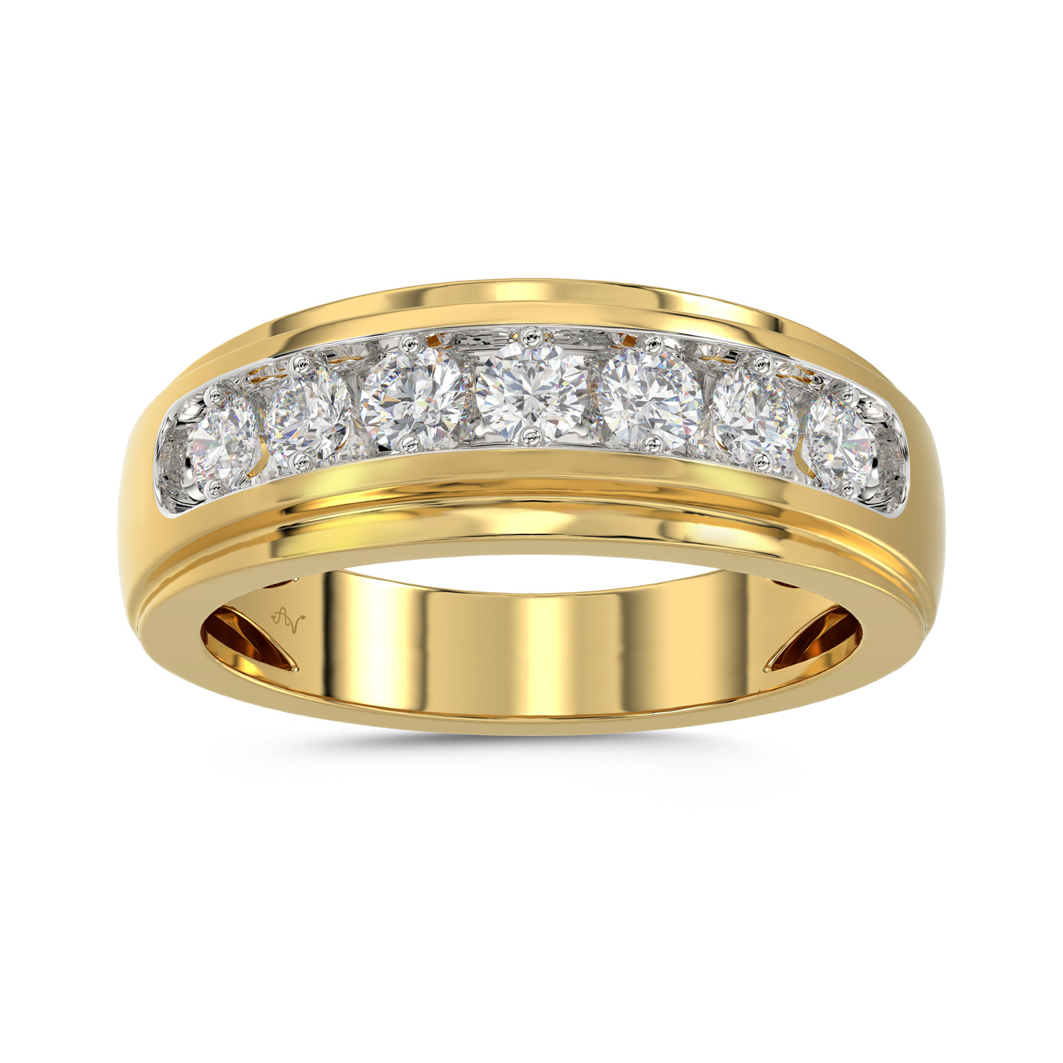 MEN'S BAND 1.00CT ROUND DIAMOND 10K YELLOW GOLD - Image 1