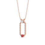 14K Rose Gold 0.15Ct Ruby & Diamond Necklace For Women Natural Round Ruby Ladies Fine Jewelry - Image 3