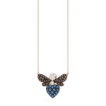14K Rose Gold Ladies Butterfly Necklace With Colorful Diamond Accents In Blue, Dark Brown, And Round Cuts. A Stylish 0.33 Ct Jewelry Necklace - Image 3