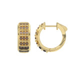 LADIES HOOPS EARRING 0.50CT ROUND/ROUND DARK BROWN DIAMOND 10K YELLOW GOLD - Image 2