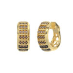 LADIES HOOPS EARRING 0.50CT ROUND/ROUND DARK BROWN DIAMOND 10K YELLOW GOLD - Image 3