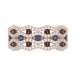 14K Rose Gold 1.00Ct Round Blue & Dark Brown Diamond Ladies Band Multi Color Fine Jewelry - Image 5