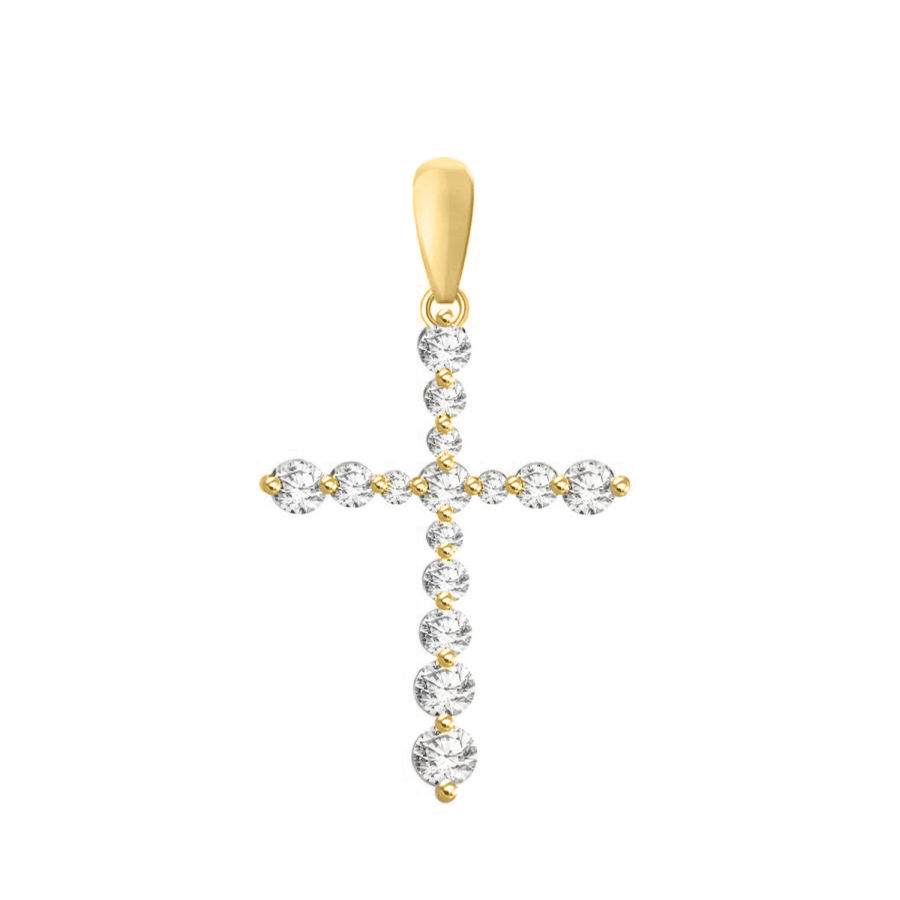 LADIES PENDANT WITH CHAIN 0.75CT ROUND DIAMOND 14K YELLOW GOLD (SI QUALITY) - Image 1