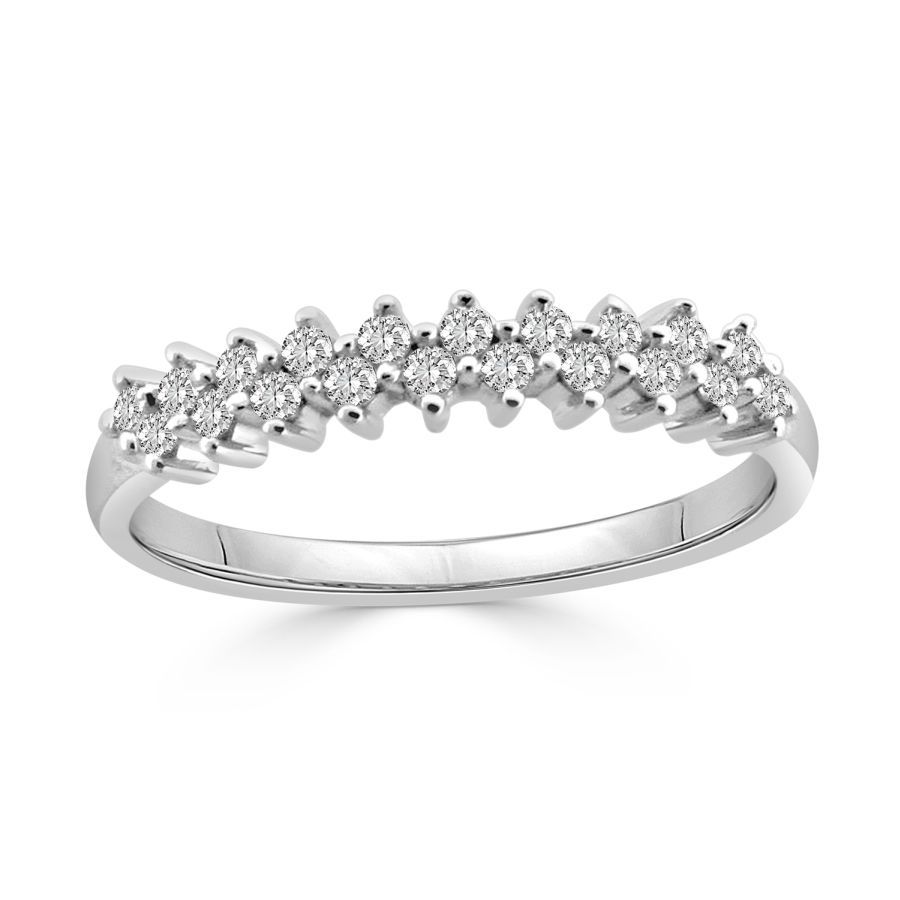 LADIES BAND 0.20CT ROUND DIAMOND 14K WHITE GOLD - Image 1