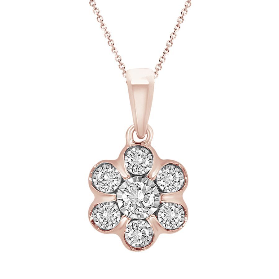 LADIES PENDANT 0.15CT ROUND DIAMOND 10K ROSE GOLD - Image 1