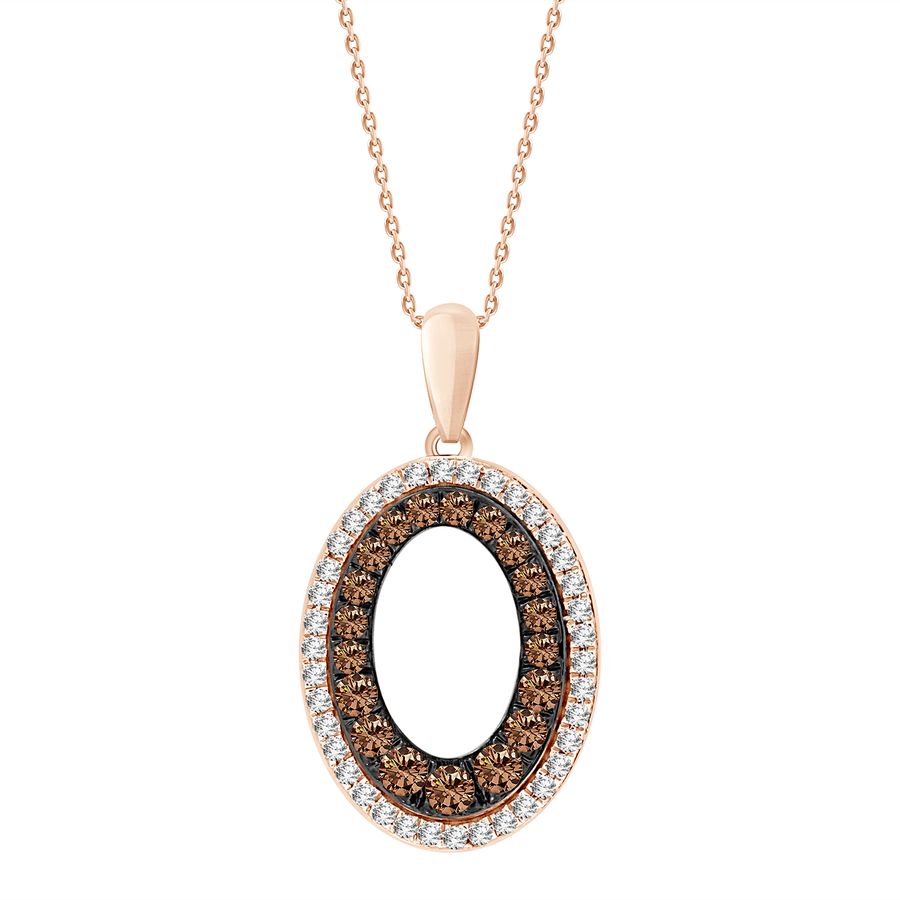 LADIES PENDANT WITH CHAIN 0.25CT ROUND DARK BROWN DIAMOND 10K ROSE GOLD - Image 1