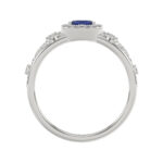 14K White Gold 0.45Ct Blue Sapphire & Round Diamond Engagement Ring For Women Oval Natural Sapphire Fashion Ring (Oval Blue Sapphire 0.30Ct) - Image 2