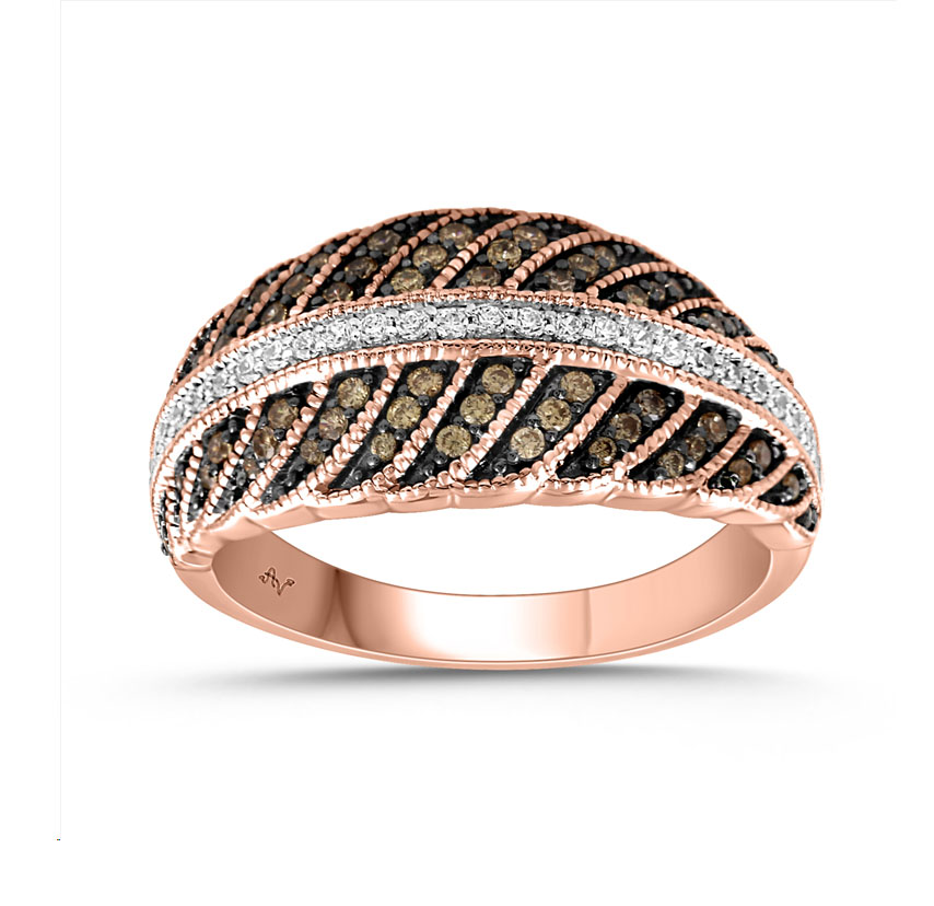 LADIES RING 0.50CT DARK BROWN/BLUE DIAMOND 14K ROSE GOLD - Image 1